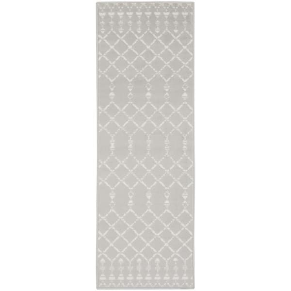 Whimsicle Grey 2 ft. x 8 ft. Geometric Bohemian Kitchen Runner Area Rug