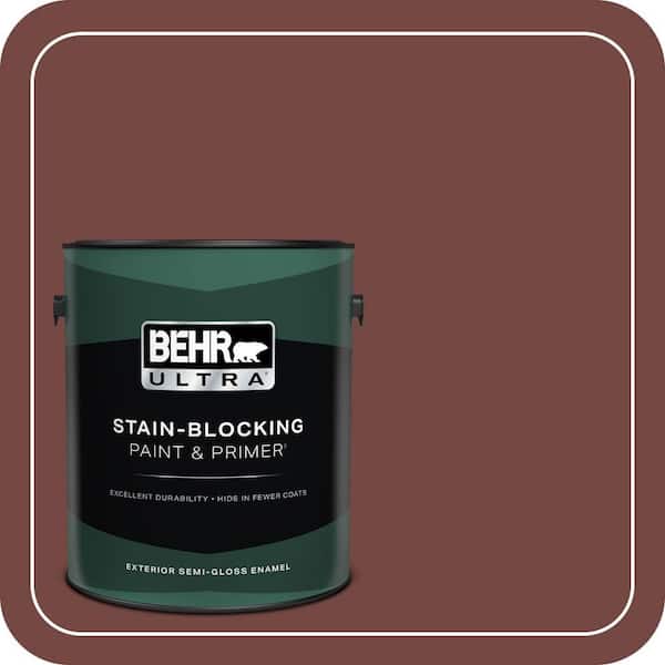 BEHR ULTRA 1 gal. #160F-7 Burnished Mahogany Semi-Gloss Enamel Exterior Paint & Primer