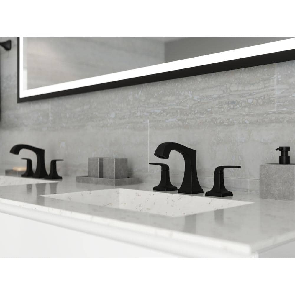Matte Black Double Handle Widespread Bathroom Faucet