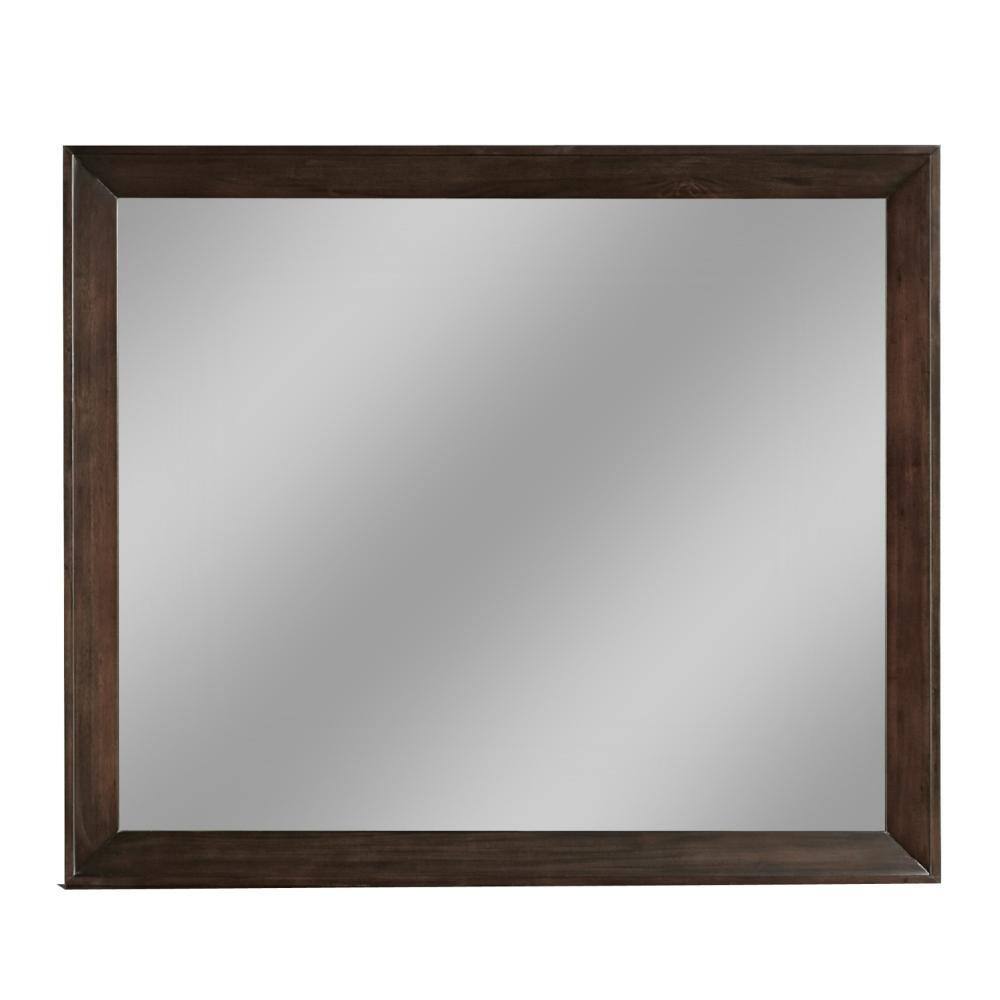 Benjara 2 In. W X 30 In. H Wooden Frame Brown Wall Mirror BM274075 ...