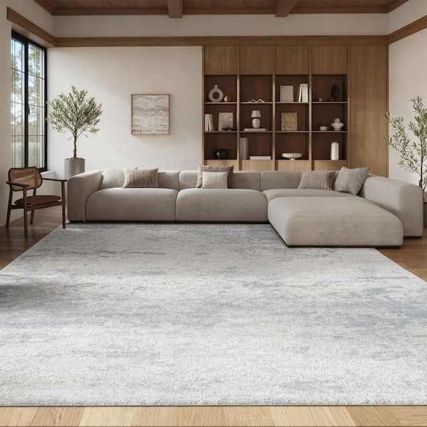Brentwood 8 ft. x 8 ft. Square Gray/Ivory Abstract Area Rug