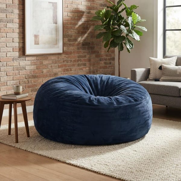 59.06 in. W Blue Flannel Large Bean Bag for Living Room