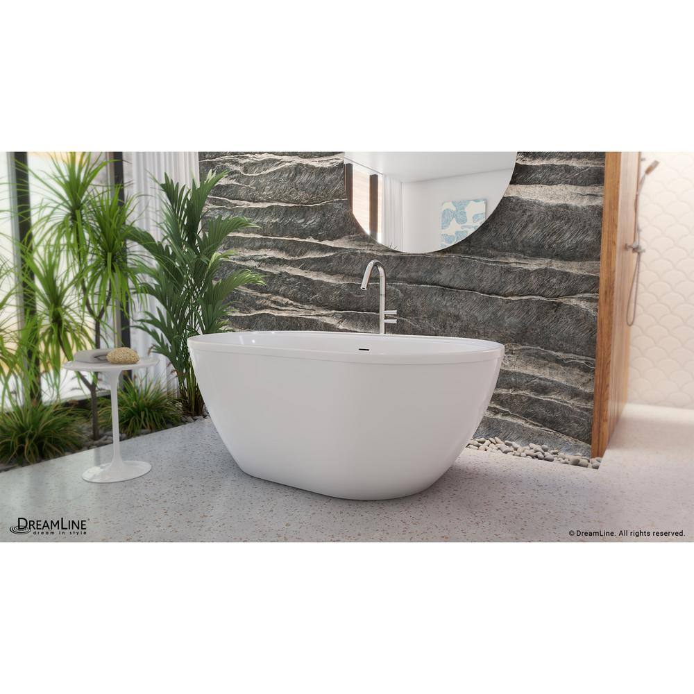 Essence 65-Inch Glossy White Acrylic Freestanding Soaking Bathtub