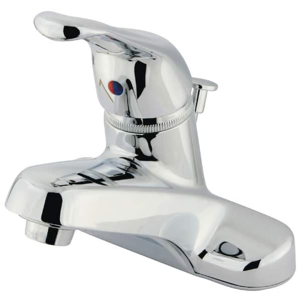 Kingston Brass Wyndham 4 in. Centerset Single-Handle Bathroom Faucet with Plastic Pop-Up in Polished Chrome