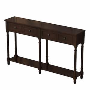 58 in. Espresso Standard Rectangle Wood Console Table
