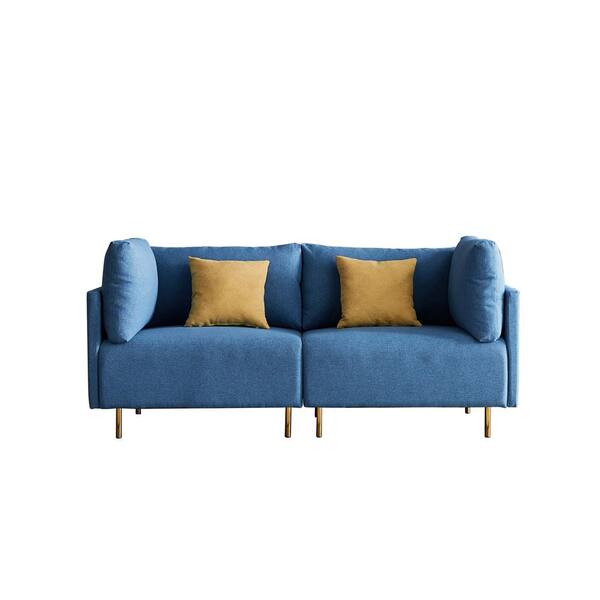 Unbranded 74 in. Blue Linen sofa