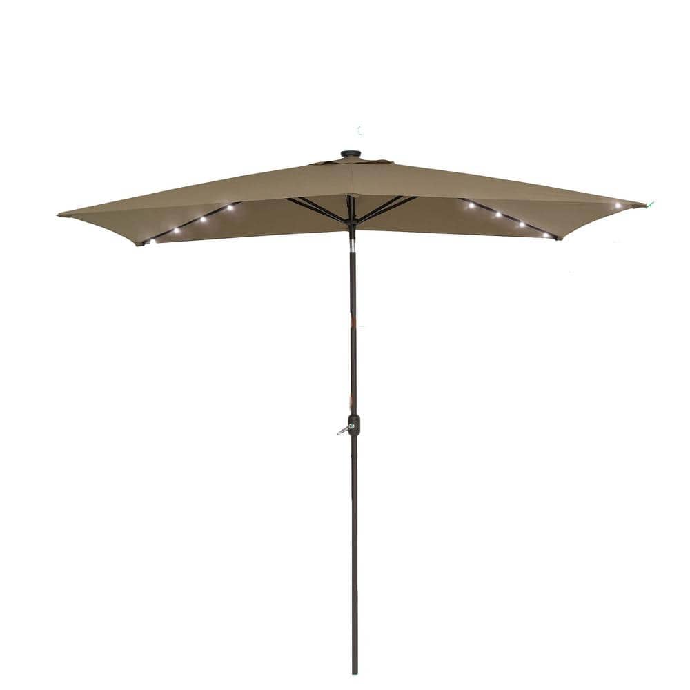 10 ft. x 6.5 ft. Market Rectangular LED Umbrella with Tilt and Crank Waterp