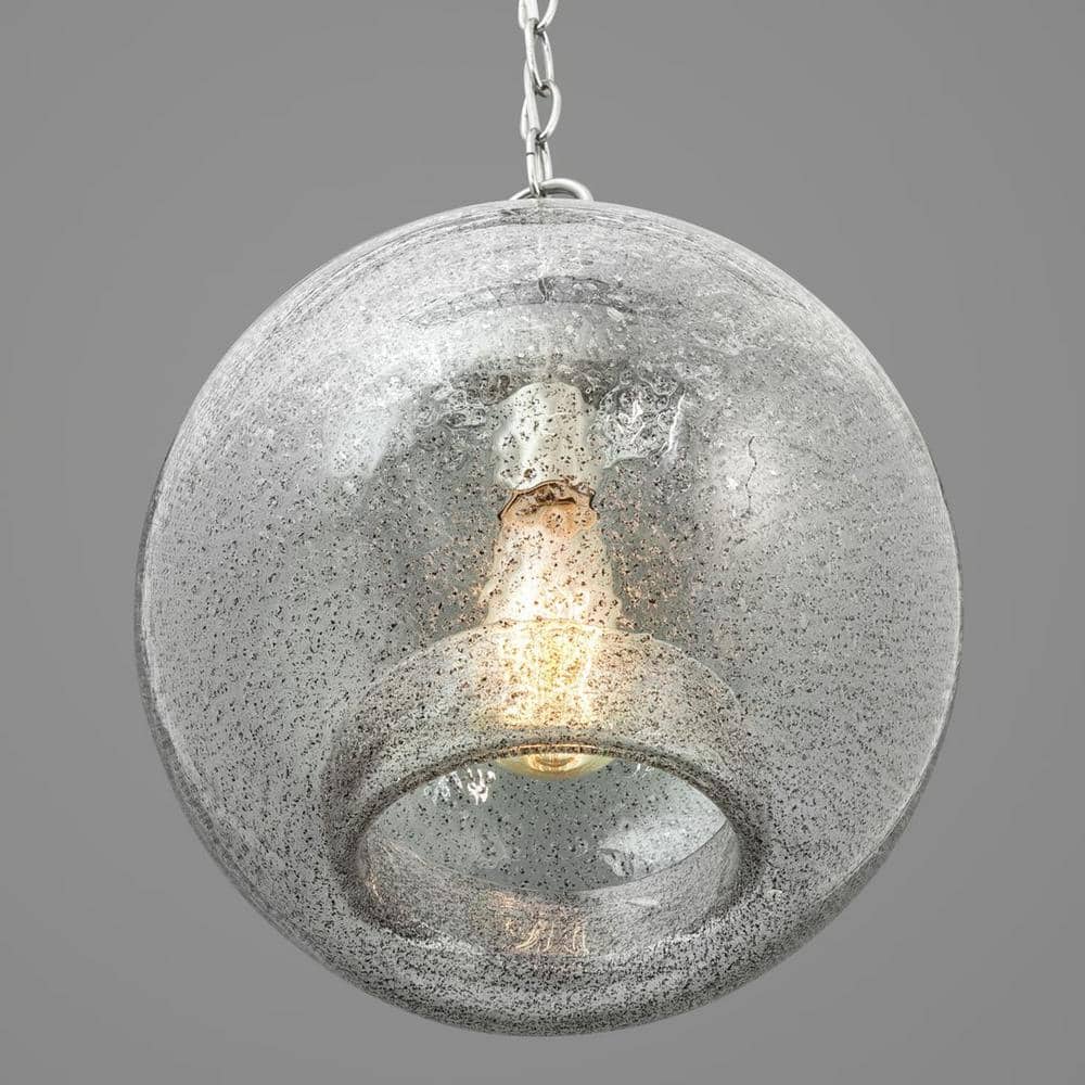 Malbec Brushed Nickel 14" Globe Pendant with Clear Textured Glass
