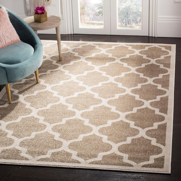 Amherst Wheat/Beige 4 ft. x 6 ft. Geometric Trellis Area Rug