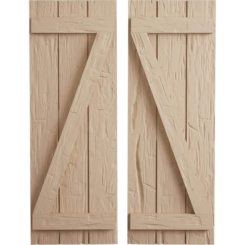 16.5 in. x 40 in. Timberthane Polyurethane 3-Board Joined Board-n-Batten Hand Hewn Faux Wood Shutters w/Z-Board Pair price history on PriceWatchPro