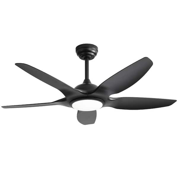 Jushua 48 in. Indoor Ceiling Fan with Dimmable LED Light and Remote Control, 5 ABS Blades DC Motor Black