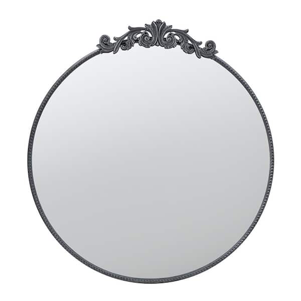 Unbranded Elegant Design 36 in. W x 39 in. H Round Framed Black Wall Bathroom Vanity Mirror for Living Room Bathroom