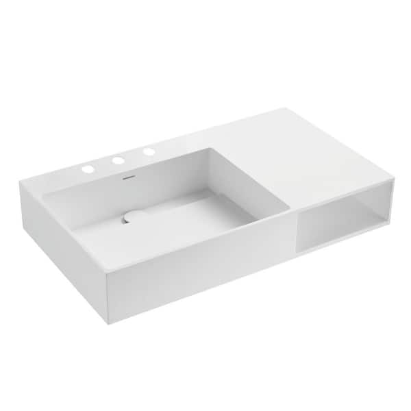 Modern 36.63 in. L x 20.88 in. W Solid Surface Console Sink Top in White
