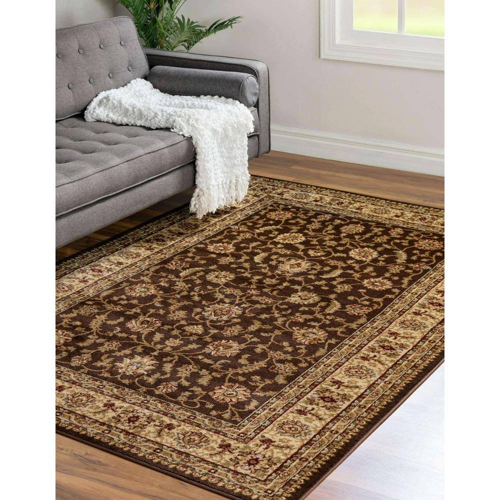 Elegant Floral Essence 6' x 9' Brown Synthetic Area Rug