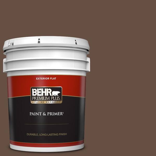 BEHR PREMIUM PLUS 5 gal. #760B-7 Revival Mahogany Flat Exterior Paint & Primer
