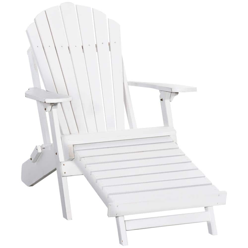 Classic White Folding Fir Wood Adirondack Chair (1-Pack)