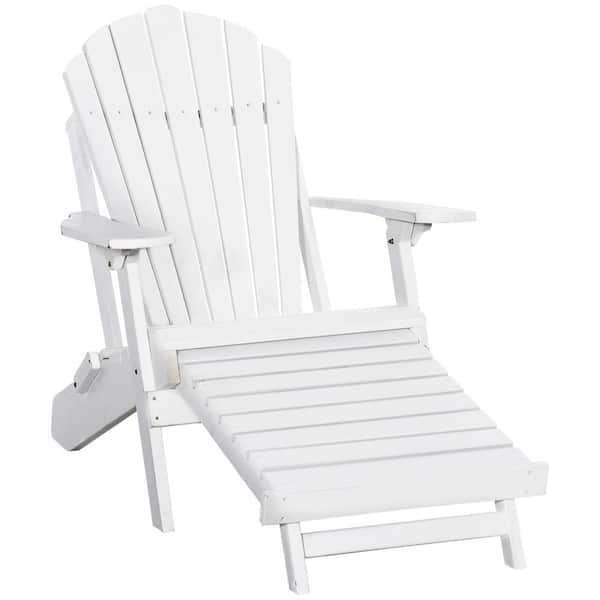 Outsunny Classic White Folding Fir Wood Adirondack Chair (1-Pack)