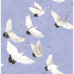 Hydrangea Halcyon Birds Peel and Stick Vinyl Wallpaper