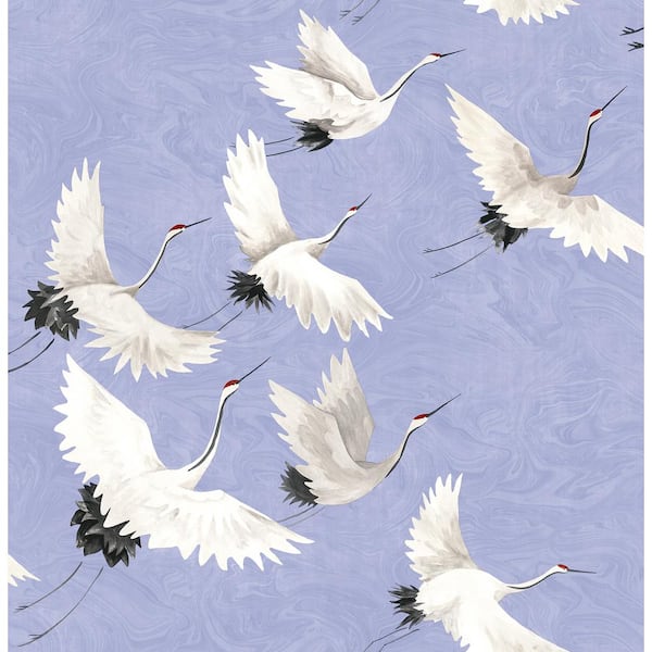 Hydrangea Halcyon Birds Peel and Stick Vinyl Wallpaper