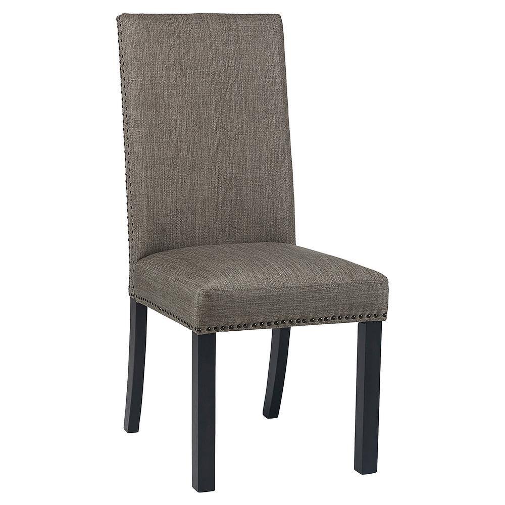 Charcoal Upholstered Parsons Side Chair with Wood Frame