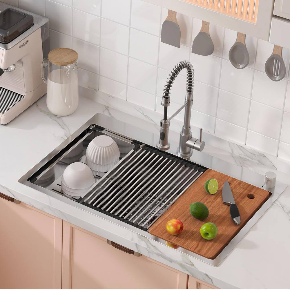33'' Stainless Steel Single Bowl Top Mount Kitchen Sink