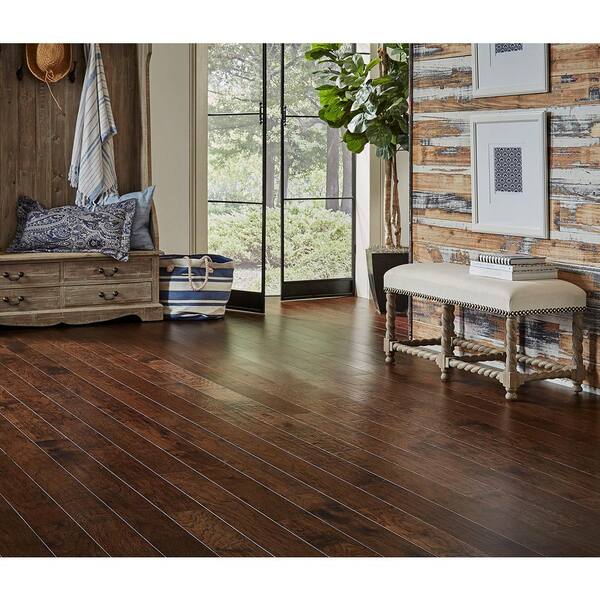 Home Legend Hand Scraped Distressed Alvarado Hickory 1 2 In X 5 In Varying Length Engineered Hardwood Flooring 26 25 Sq Ft Case Hl154p The Home Depot