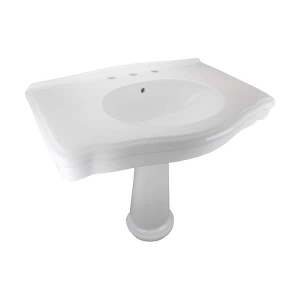 RENOVATORS SUPPLY MANUFACTURING Darbyshire 33-1/2 in. Pedestal Combo Bathroom Sink in White with Overflow