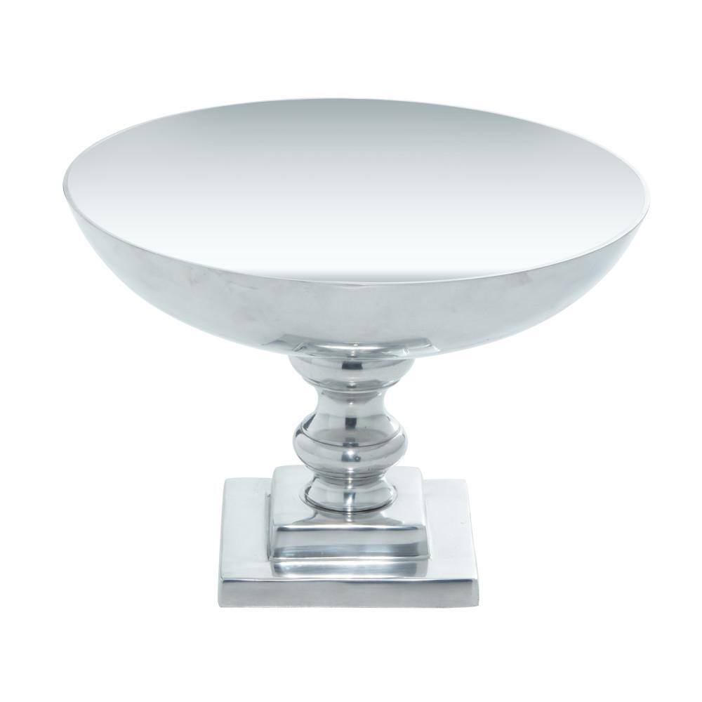 Elegant Silver Aluminum Traditional Decorative Bowl with Stand