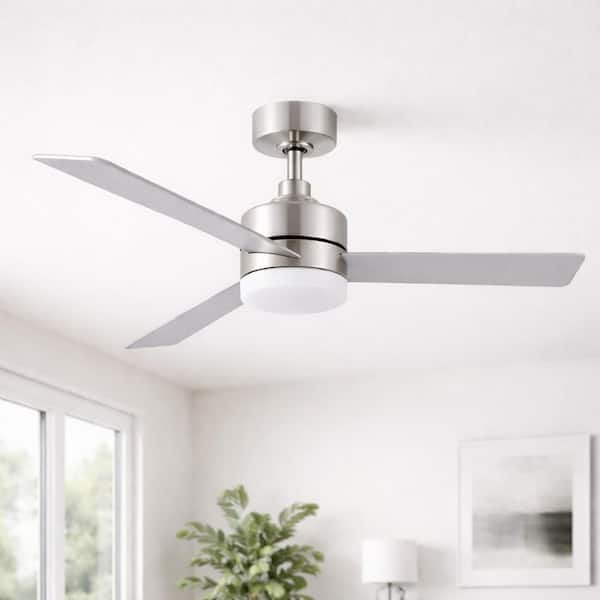 Madison II 52 in. Indoor Brushed Nickel Downrod Mount Ceiling Fan with Adjustable White LED and Remote Included