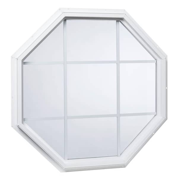 TAFCO WINDOWS 35.5 in. x 35.5 in. Fixed Octagon Geometric Vinyl Window with Grid White