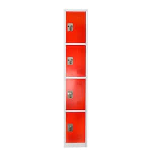 629-Series 72 in. H 4-Tier Steel Key Lock Storage Locker Free Standing Cabinets for Home, School, Gym in Red