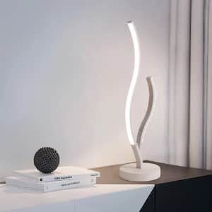 21 in. White Aluminum Integrated LED Branch Shaped Table Lamp for Living Spaces with Stepless Dimming and Remote Control