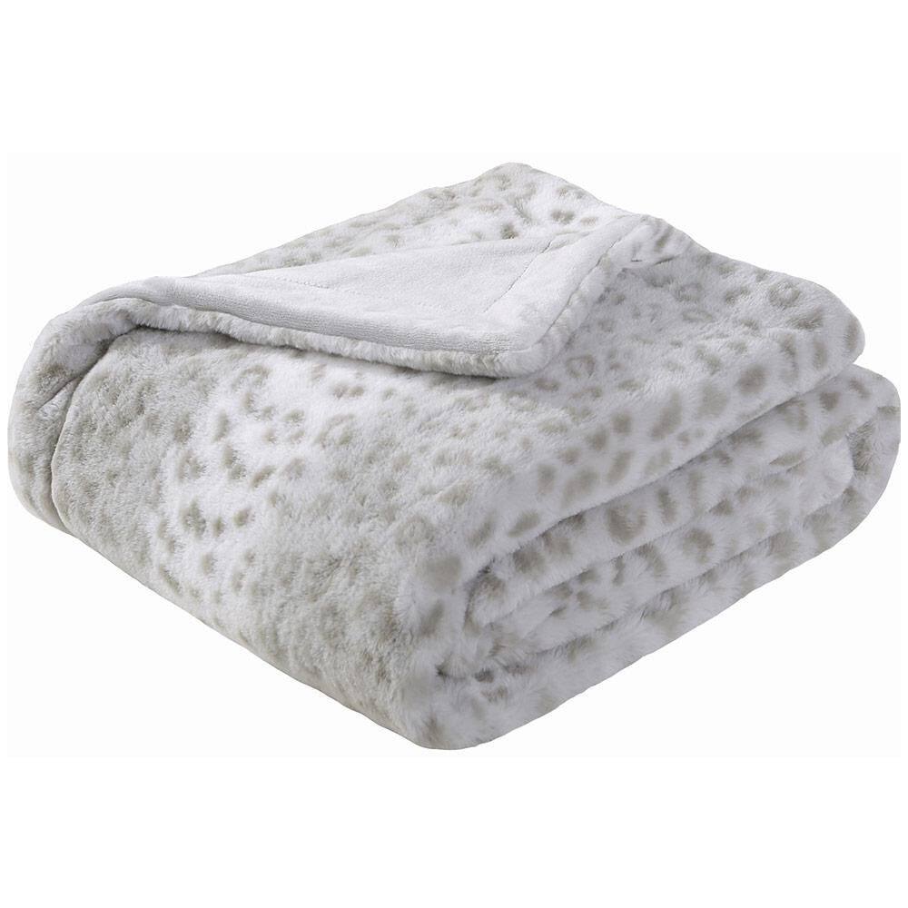 Tidoin Geometric Gray Flannel Sherpa 60 in. x 70 in. Throw Bed Blanket