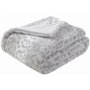 Geometric Gray Flannel Sherpa 60 in. x 70 in. Throw Bed Blanket