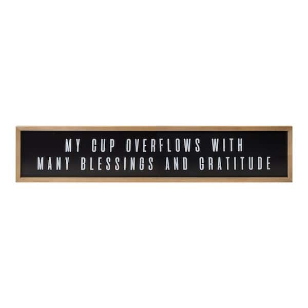 HomeRoots 25 in. x 9.75 in., Black, White and Sentiment Plaque Wood Wall Art 1-Piece