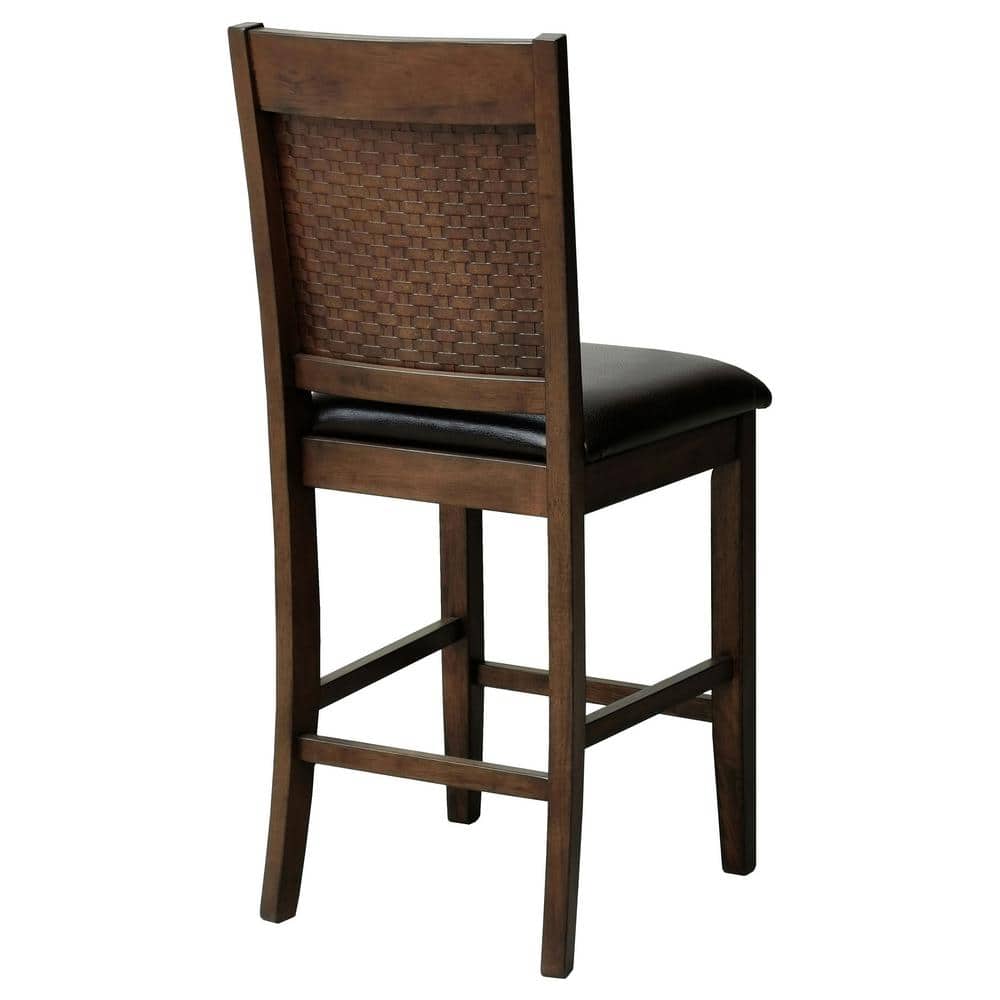 Walnut and Brown Faux Leather Transitional Counter Stool
