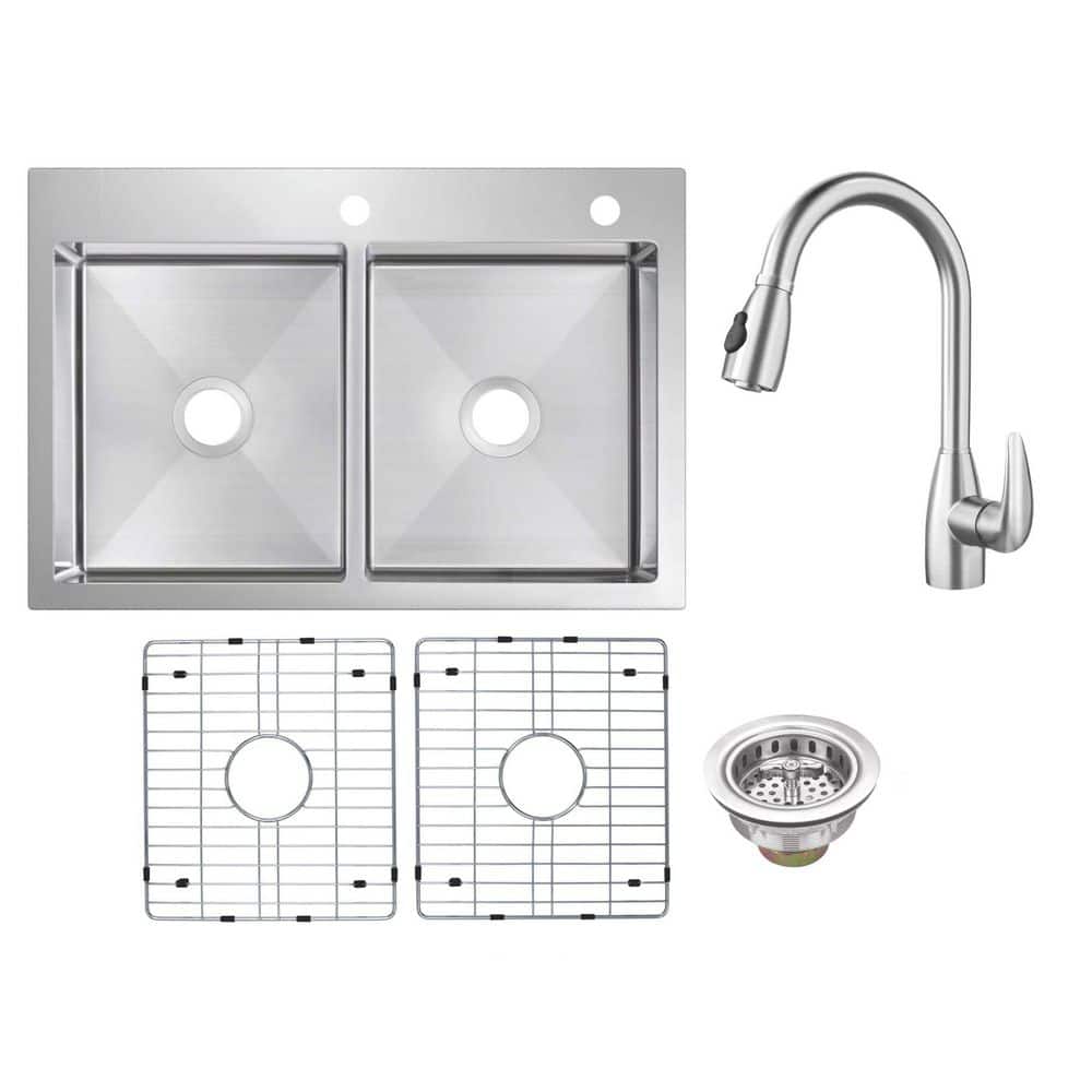 Stylish Évier De Cuisine Double De 28 Pouces En Acier Inoxydable 16 G Sous Plan Stylish Évier De Cuisine Double De 28 Pouces En Acier Inoxydable 16 G Sous Plan