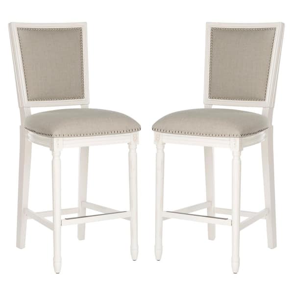 SAFAVIEH Buchanan 30 in. Light Gray and Cream Bar Stool (Set of 2)