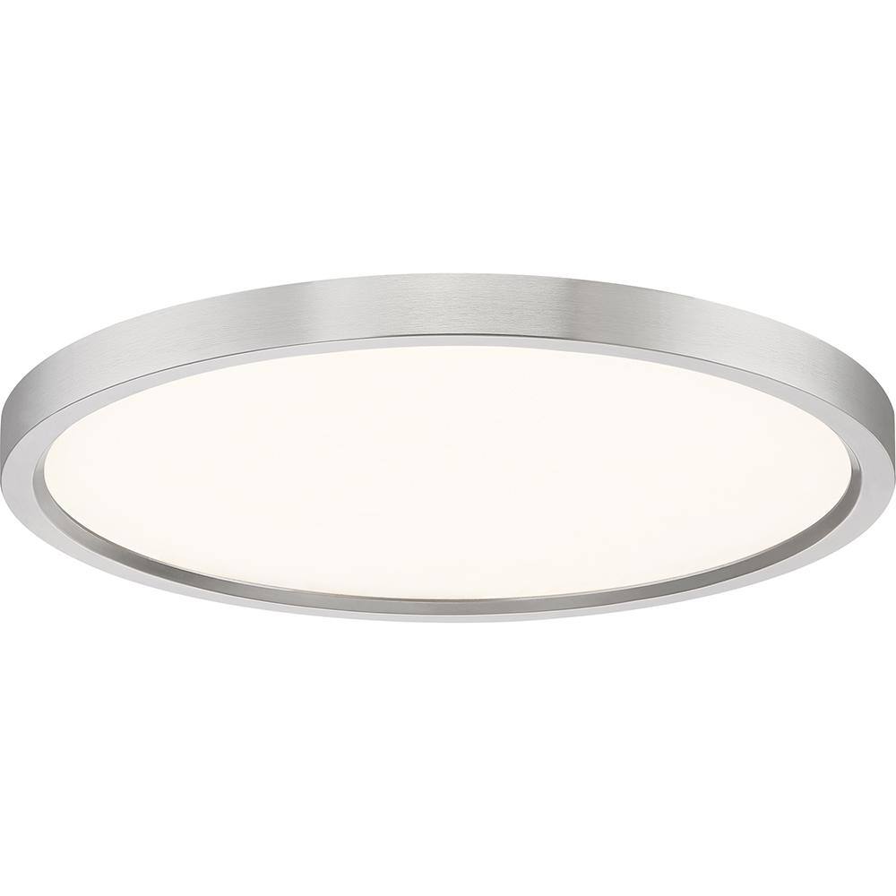 Sleek 15" Brushed Nickel LED Flush Mount with White Acrylic Shade