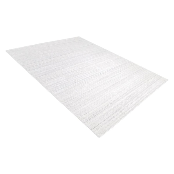 Harbor Contemporary Solid Ivory 8 ft. x 10 ft. Hand-Knotted Area Rug