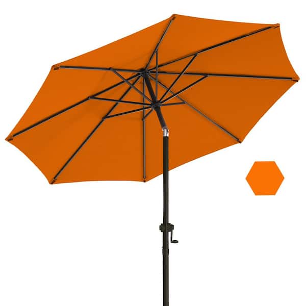 PASAMIC 9 ft. Market Patio Umbrella with Push Button Tilt and Crank in Orange