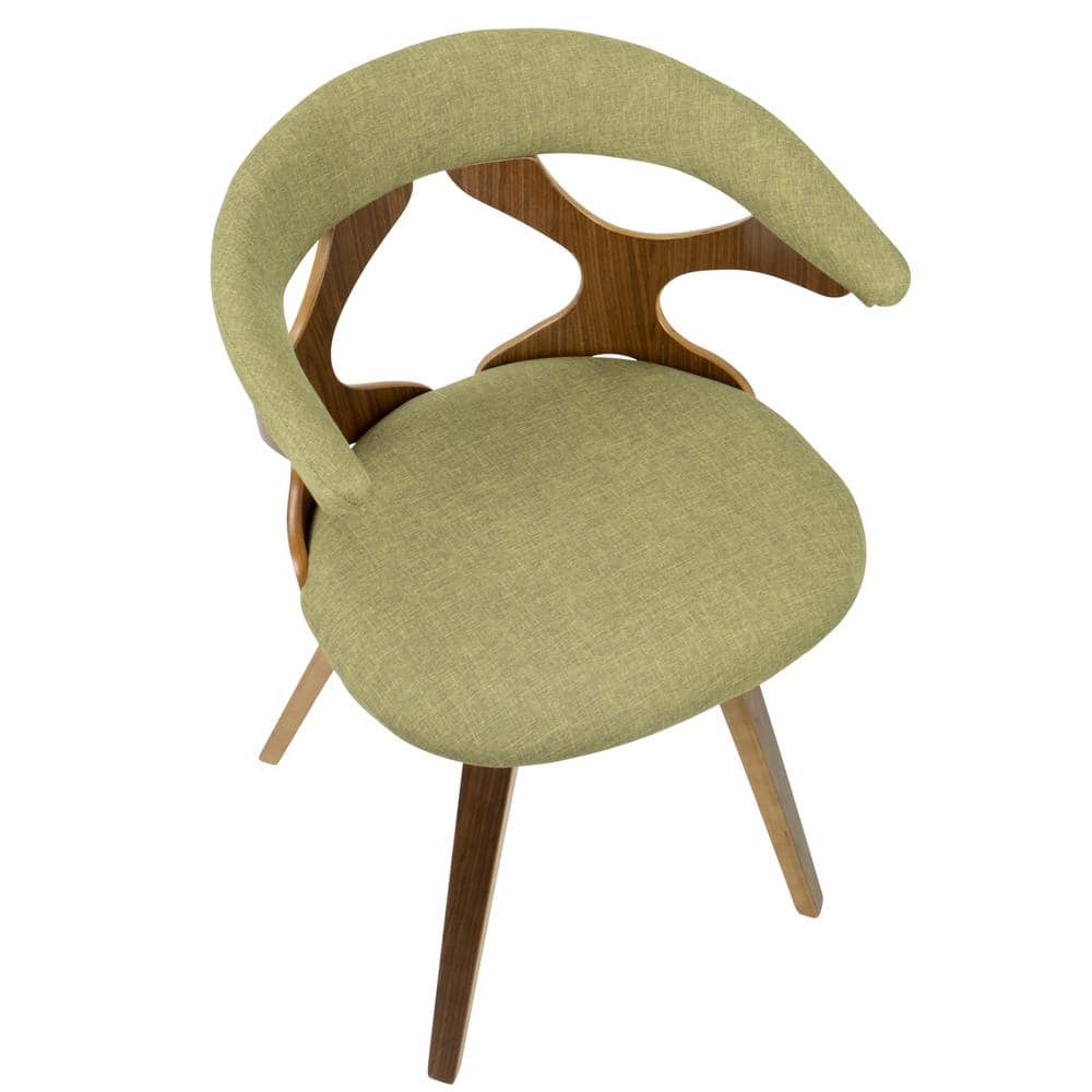 Green Upholstered Wood Side Chair with Swivel Seat