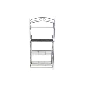 SignatureHome Pewter And Black Finish Metal Material Baker's Rack Dimensions: 13 in W x 27 in. L x 51 in. H