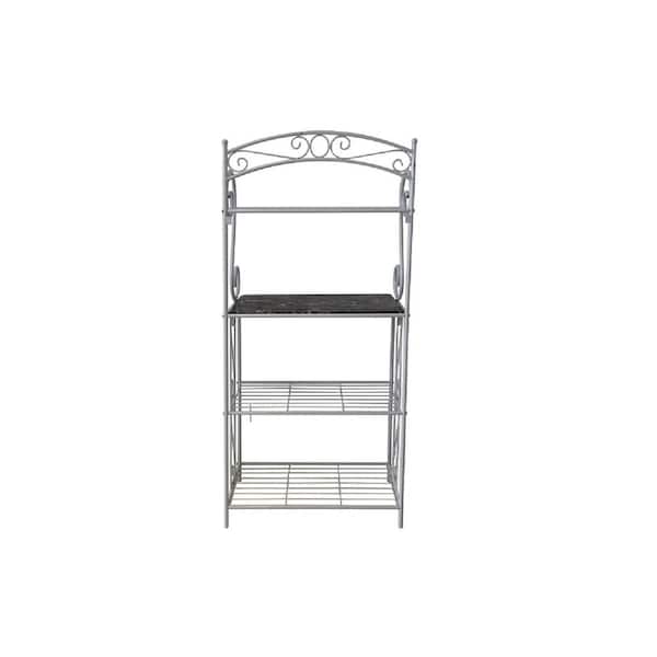 Signature Home SignatureHome Pewter And Black Finish Metal Material Baker's Rack Dimensions: 13 in W x 27 in. L x 51 in. H