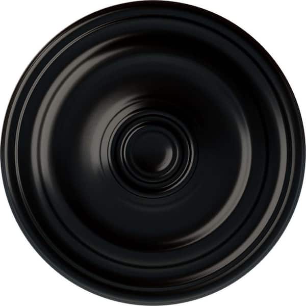 Ekena Millwork 1-1/2" x 15-7/8" x 15-7/8" Polyurethane Kepler Traditional Ceiling Medallion, Hand-Painted Jet Black
