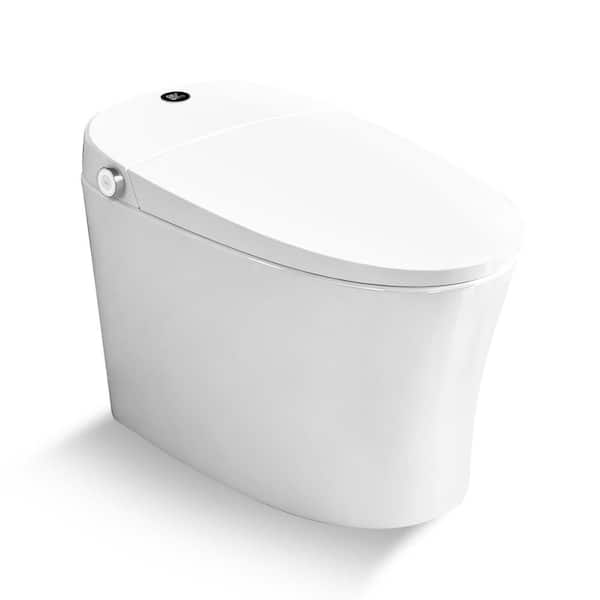 Smart Bidet Toilet w/Tank & Foam Shield Splash Proof, Dual Flush 1.1/1.6 GPF,Foot Sensor Flush,in White Elongated Toilet