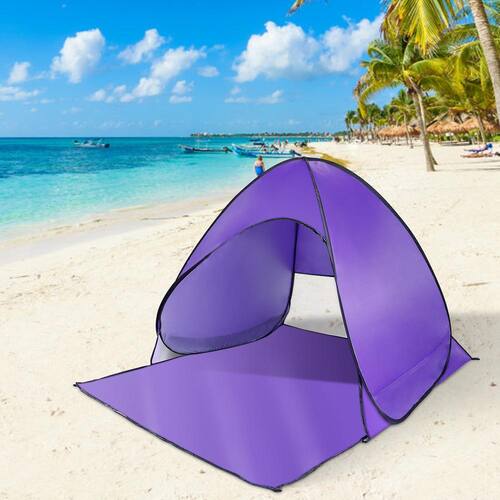 Outdoor Purple 2/3-Person Pop-Up Beach Tent Sun Shade Shelter with
