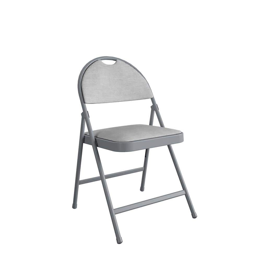 Gray Fabric and Metal Padded Folding Chair Set
