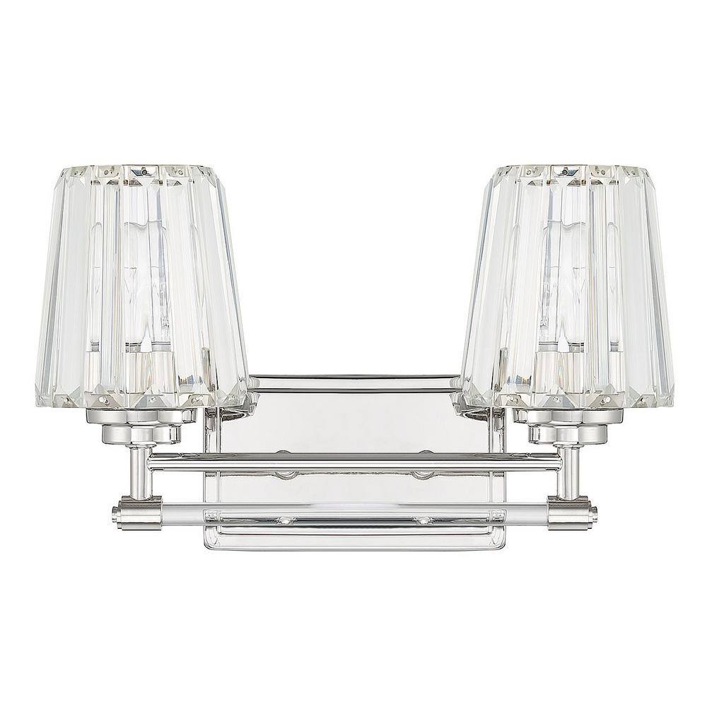 Polished Nickel 2-Light Vanity with Clear Crystal Shades