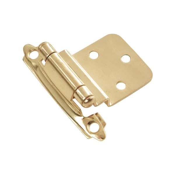 Surface Self-Closing 3/8 in. Inset Variable Overlay Face Frame Polished Brass Cabinet Hinge (5-Pairs)